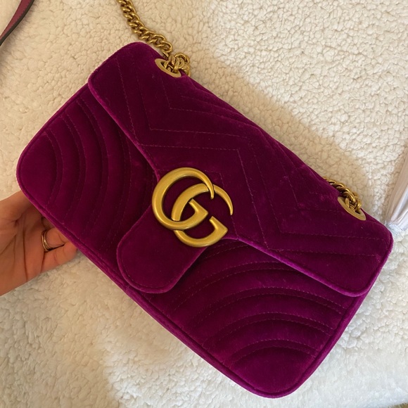 🦋HOST PICK🦋 GUCCI VELVET MARMOT PURPLE CHAIN BAG - Picture 11 of 12